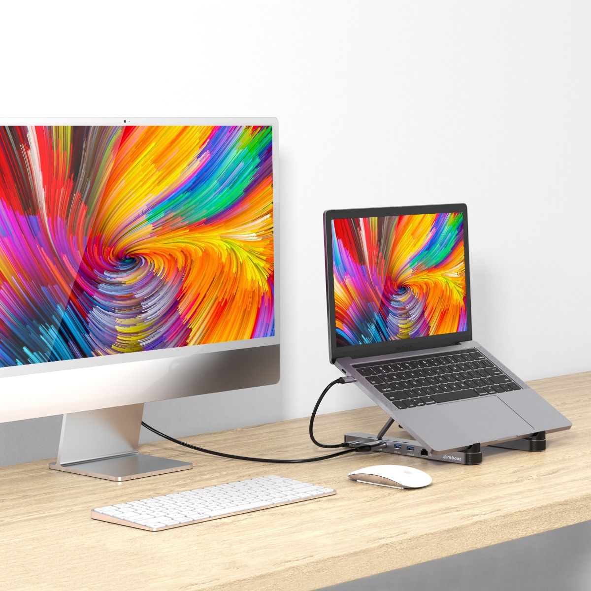 mbeat Stage P5 Portable Laptop Stand with USB-C Docking Station - Space Grey-Electronics > Computer Accessories-PEROZ Accessories