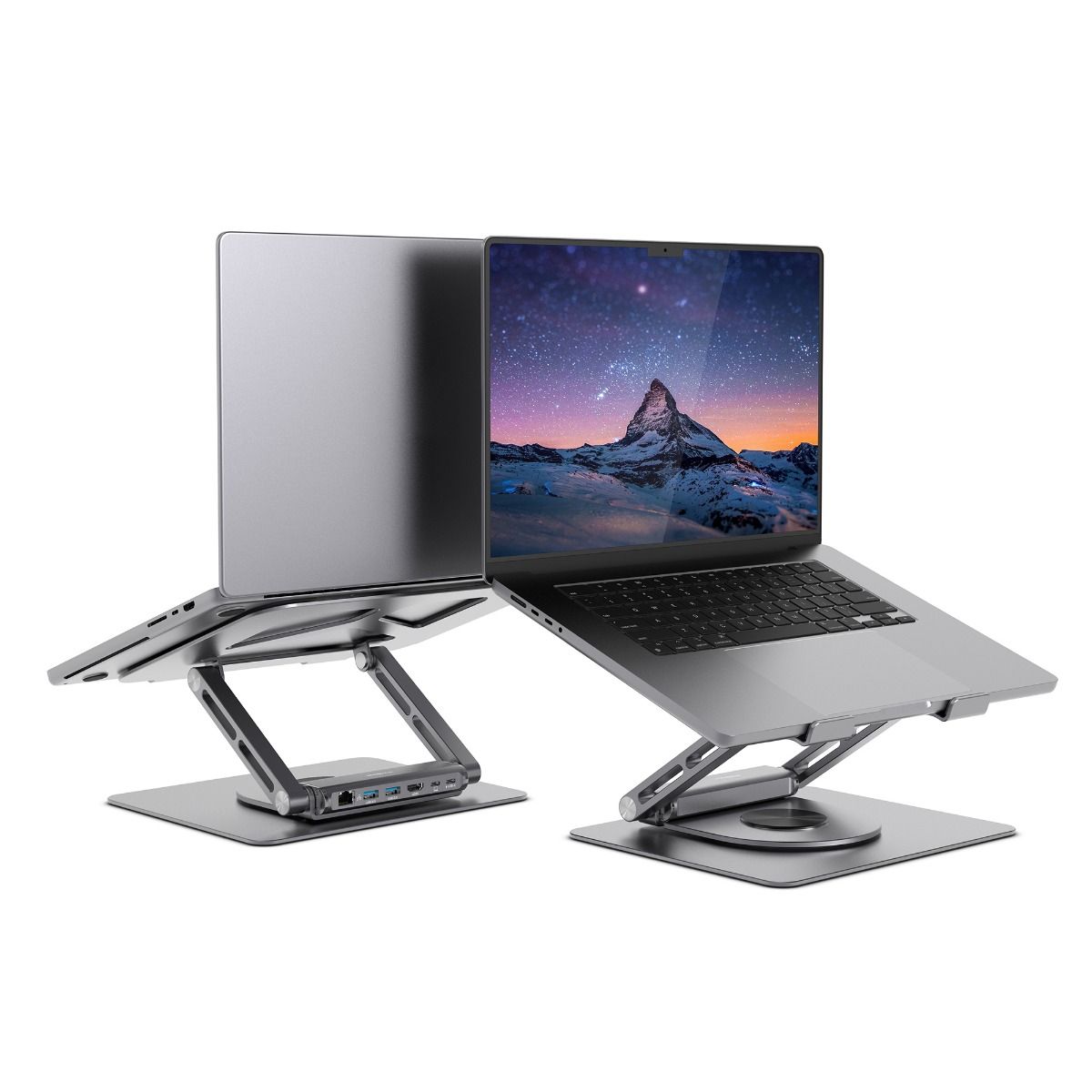 mbeat Stage S12 Rotating Laptop Stand with USB-C Docking Station - Space Grey-Electronics > Computer Accessories-PEROZ Accessories