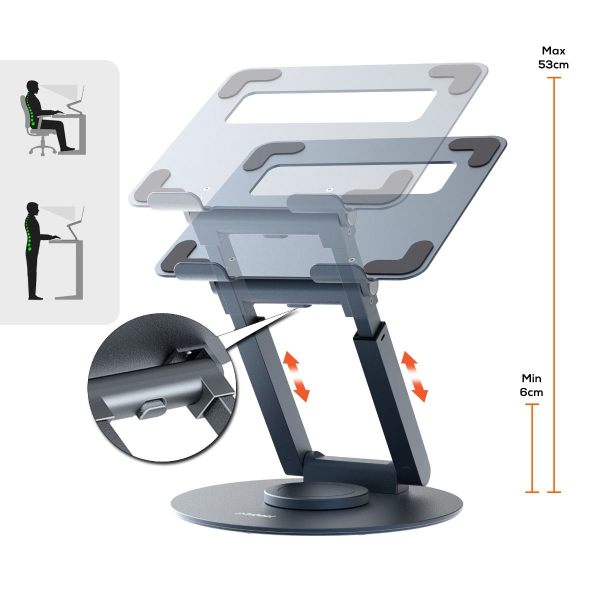 mbeat Stage S9 Rotating Laptop Stand with Telescopic Height Adjustment-Electronics > Computer Accessories-PEROZ Accessories