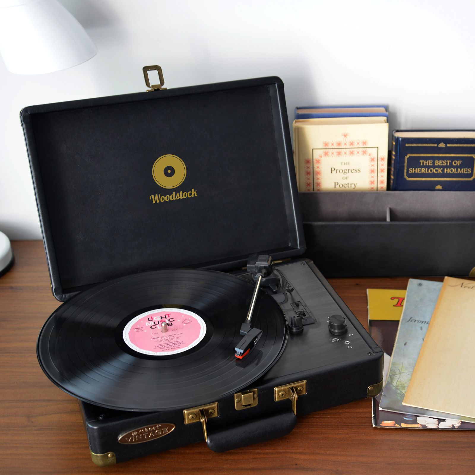 mbeat Woodstock Black Retro Turntable-Audio & Video > Musical Instrument & Accessories-PEROZ Accessories