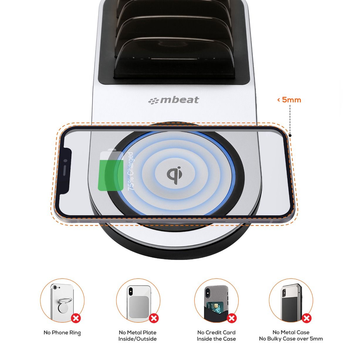 mbeat Gorilla Power 50W Qi Certified Multi-Device USB & Wireless Charging Dock-Electronics > Mobile Accessories-PEROZ Accessories