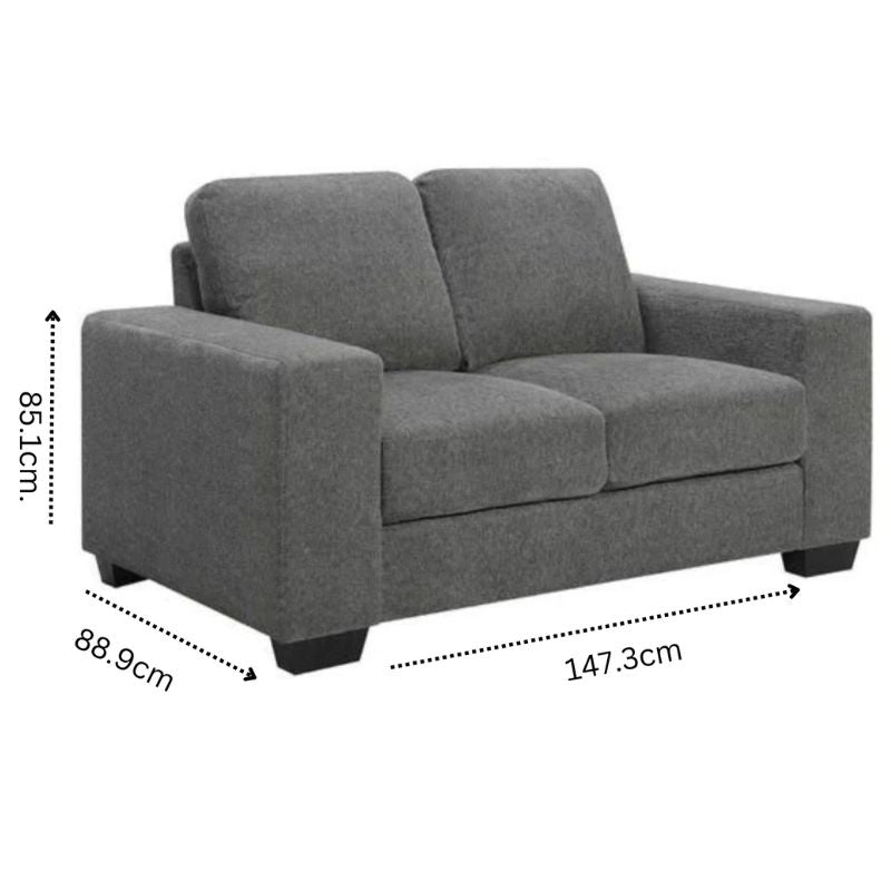 Brooks 2 Seater Fabric Sofa Elephant Grey-Furniture > Sofas-PEROZ Accessories