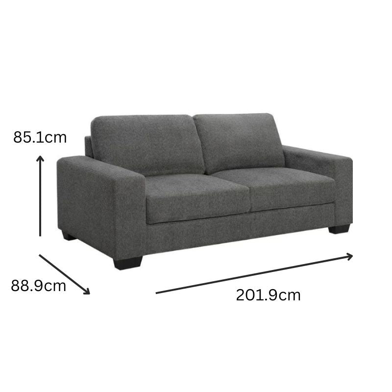 Brooks 3 Seater Fabric Sofa Elephant Grey-Furniture > Sofas-PEROZ Accessories