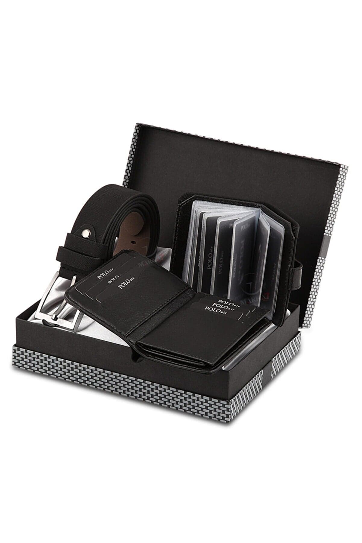 3-PIECE BELT & WALLET & CARD HOLDER SET-Belts-PEROZ Accessories