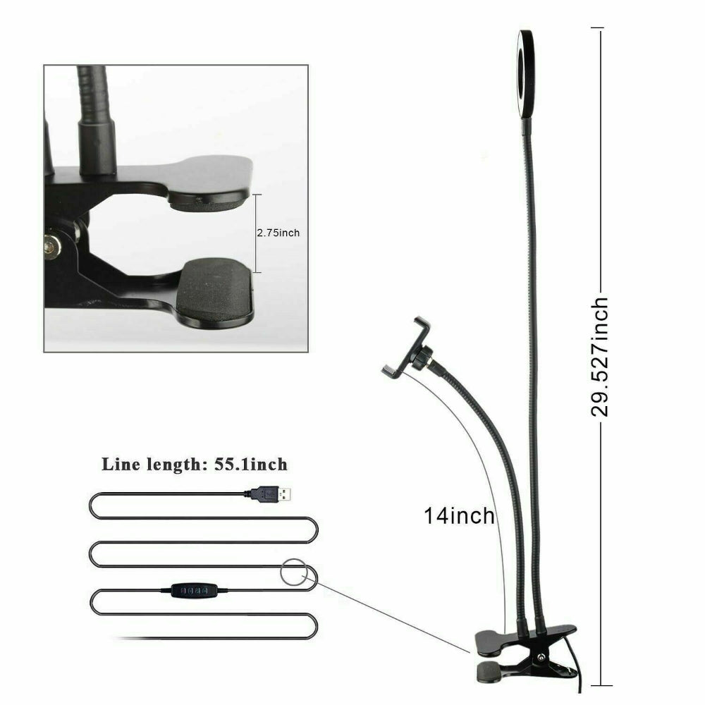 LED Selfie Ring Light with Cell Phone Holder Flexible Stand Live Stream Lamp AU-Home & Garden > Home & Garden Others-PEROZ Accessories