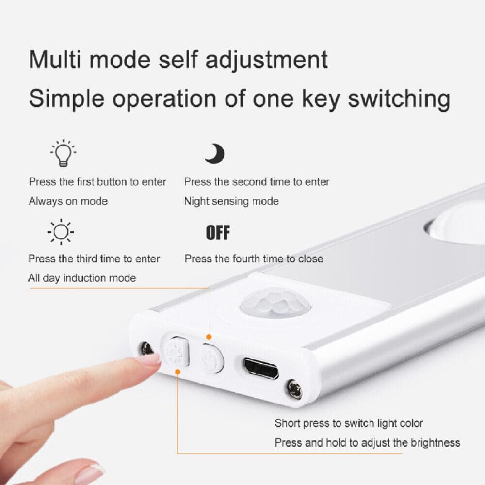 80cm Wireless LED Closet Lights Motion Sensor PIR Induction Lamp Cabinet Lighting USB-Home & Garden > Garden Lights-PEROZ Accessories