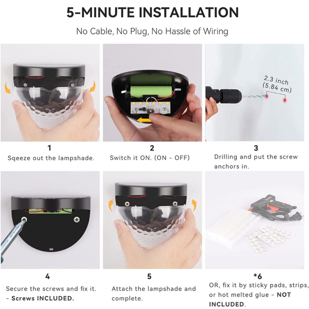 4PCS Solar Powered LED Wall Lights Door Fence Lights Outdoor Garden Lamp Light-Home & Garden > Garden Lights-PEROZ Accessories