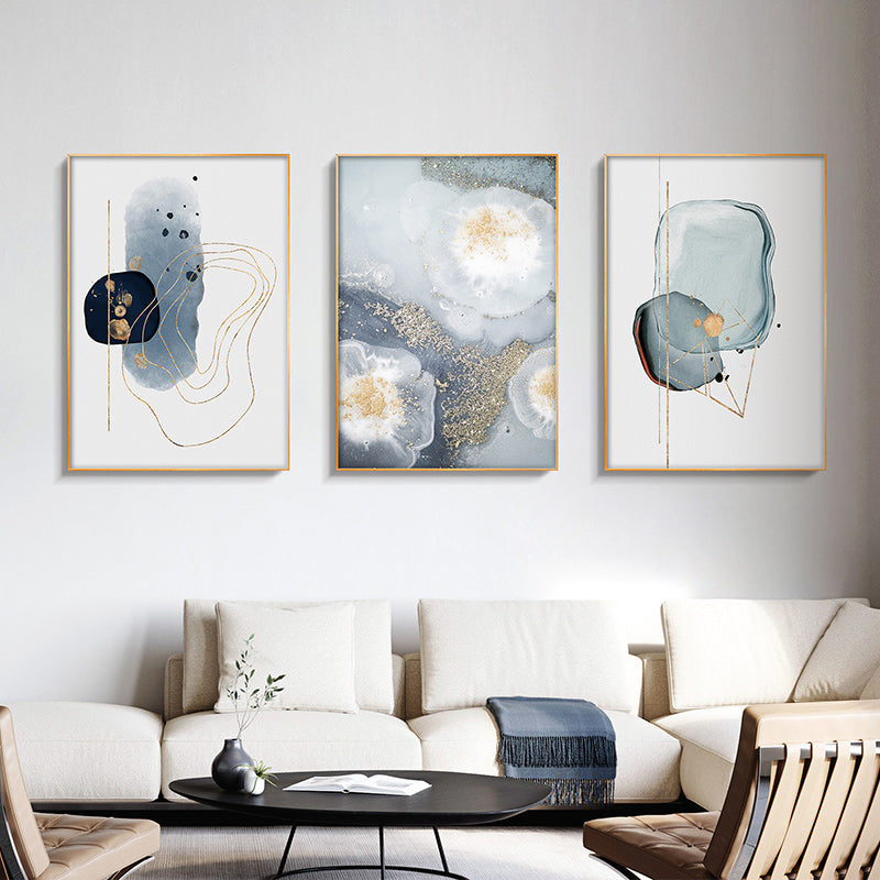 50cmx70cm Marbled Light Grey 3 Sets Gold Frame Canvas Wall Art-Home &amp; Garden &gt; Wall Art-PEROZ Accessories