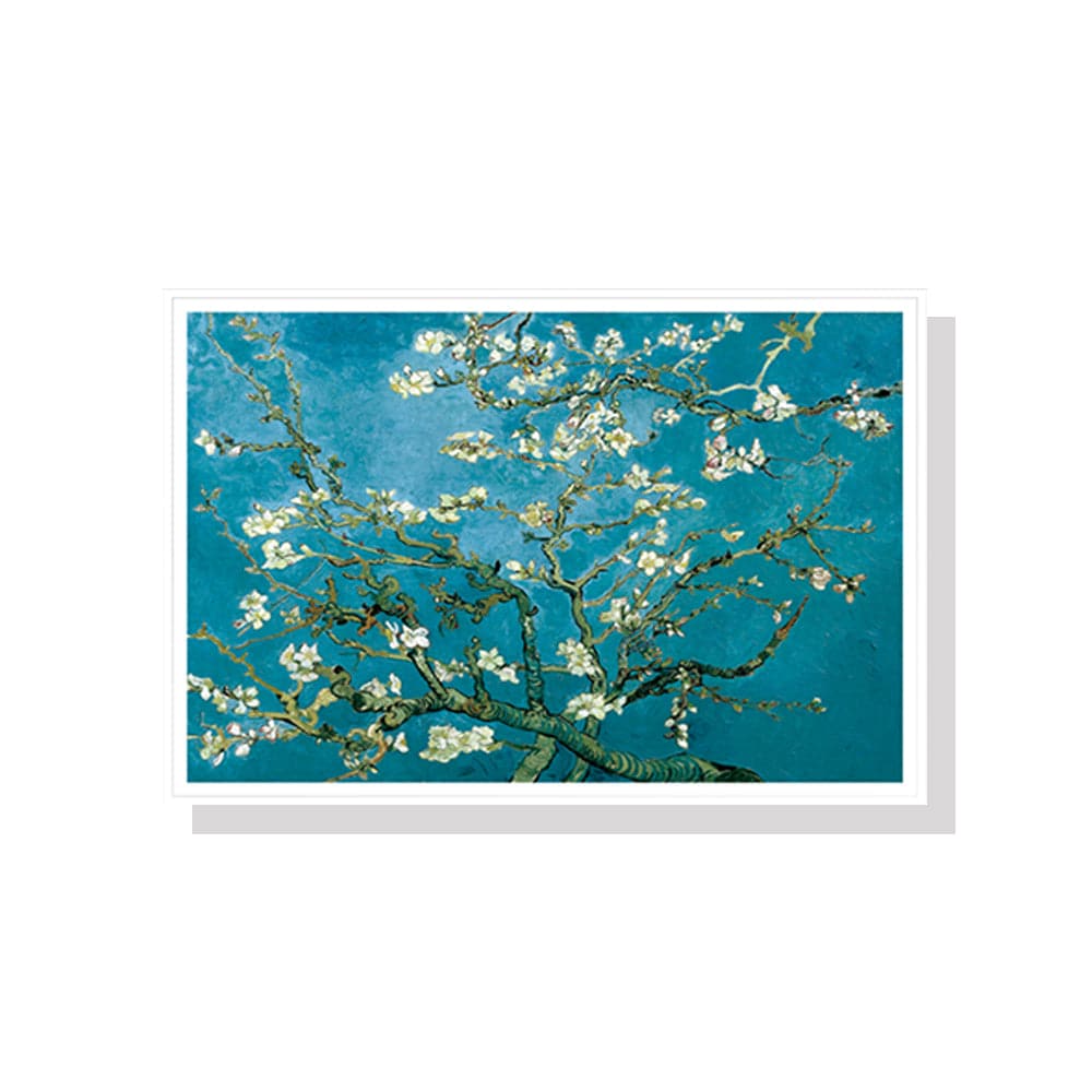 50cmx70cm Van Gogh Almond Blossom White Frame Canvas Wall Art-Home & Garden > Wall Art-PEROZ Accessories