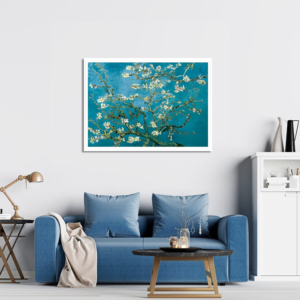 50cmx70cm Van Gogh Almond Blossom White Frame Canvas Wall Art-Home & Garden > Wall Art-PEROZ Accessories
