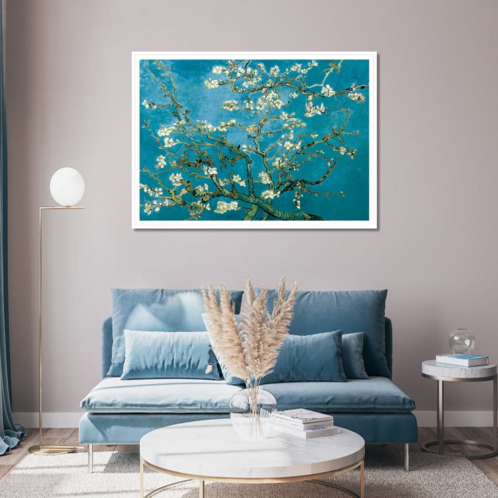 50cmx70cm Van Gogh Almond Blossom White Frame Canvas Wall Art-Home & Garden > Wall Art-PEROZ Accessories