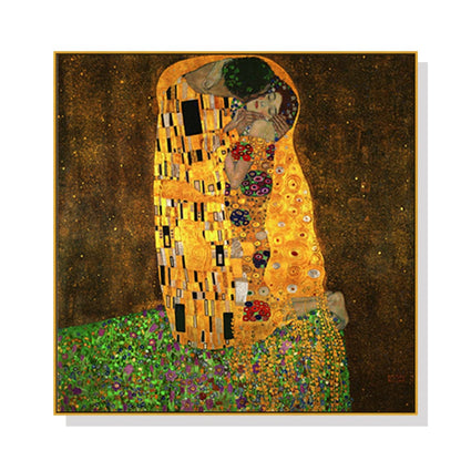 70cmx70cm Kissing by Gustav Klimt Gold Frame Canvas Wall Art-Home &amp; Garden &gt; Wall Art-PEROZ Accessories