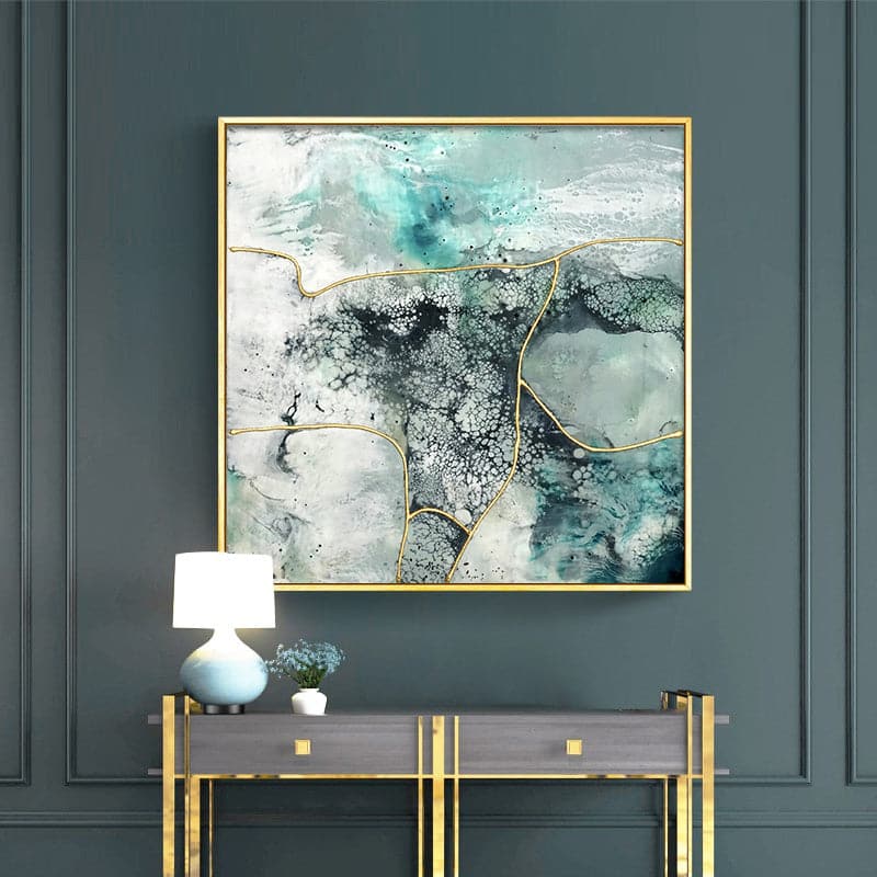 50cmx50cm Marbled Green 2 Sets Gold Frame Canvas Wall Art-Home & Garden > Wall Art-PEROZ Accessories