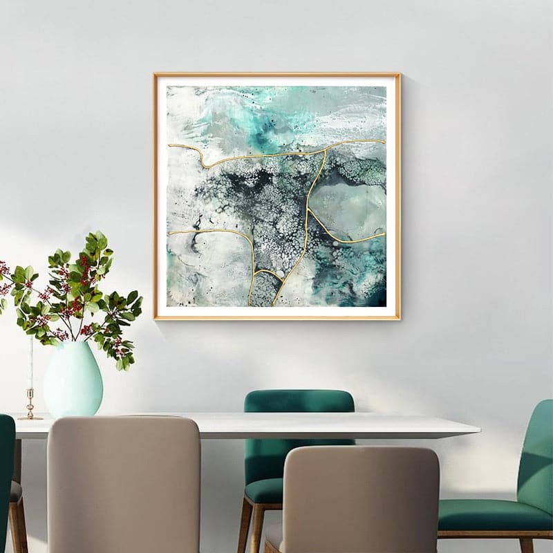 50cmx50cm Marbled Green 2 Sets Gold Frame Canvas Wall Art-Home & Garden > Wall Art-PEROZ Accessories