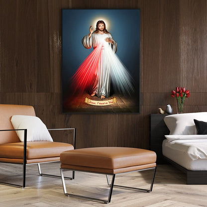 70cmx100cm Jesus Divine Mercy I Trust In You Black Frame Canvas Wall Art-Home &amp; Garden &gt; Wall Art-PEROZ Accessories