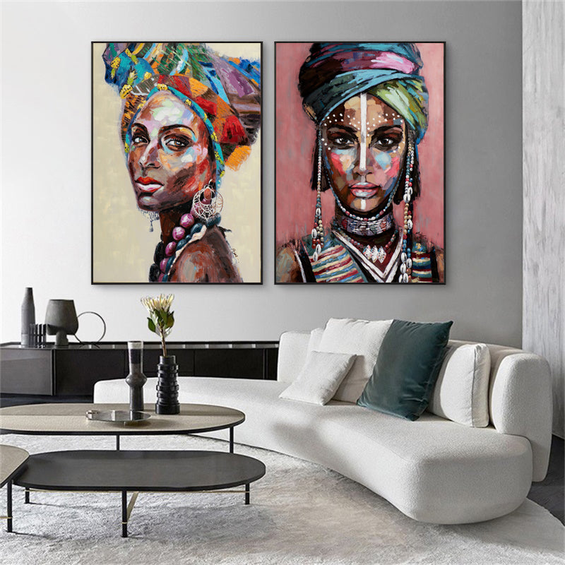 50cmx70cm African women 2 Sets Black Frame Canvas Wall Art-Home & Garden > Wall Art-PEROZ Accessories
