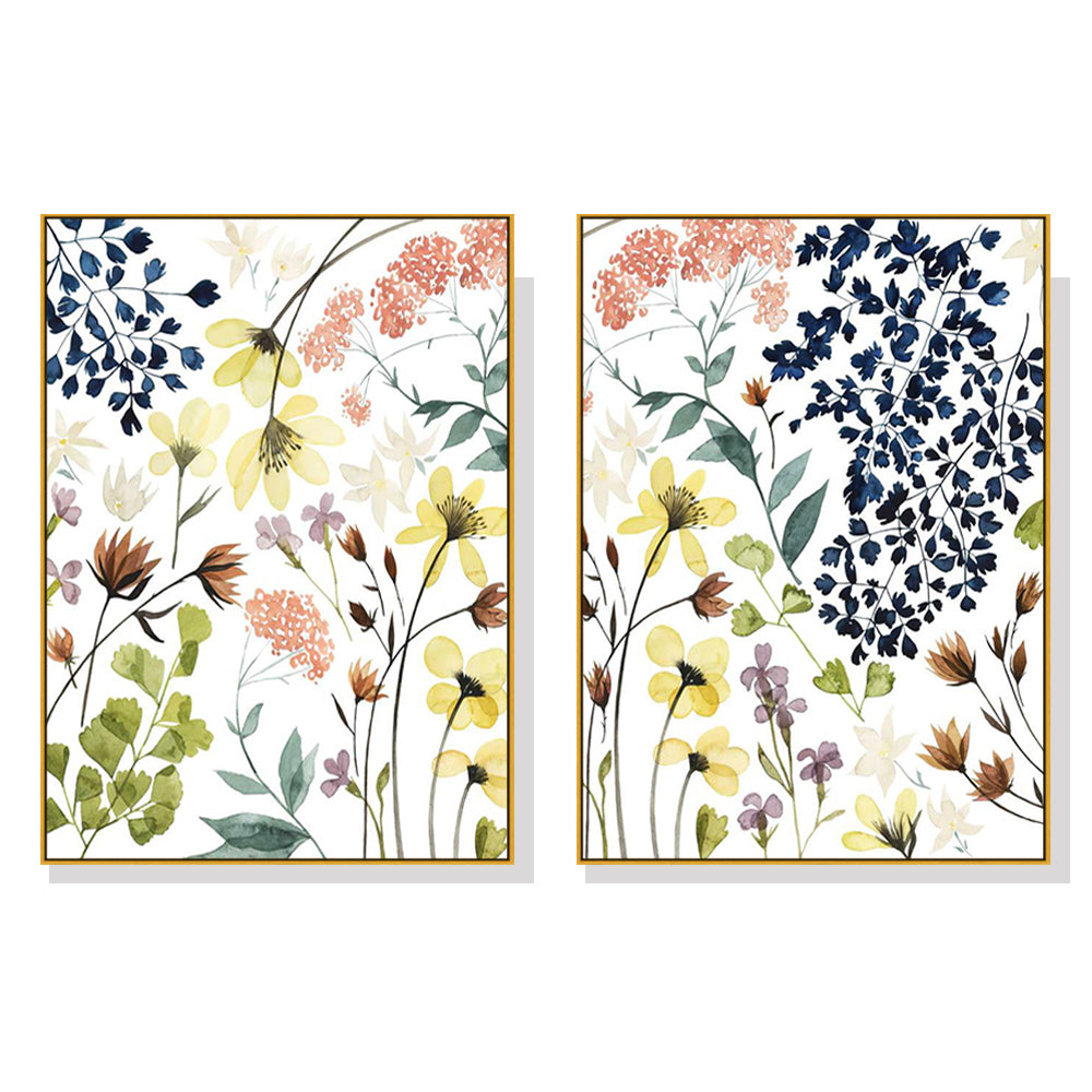 70cmx100cm Flower Composition 2 Sets Gold Frame Canvas Wall Art-Home & Garden > Wall Art-PEROZ Accessories