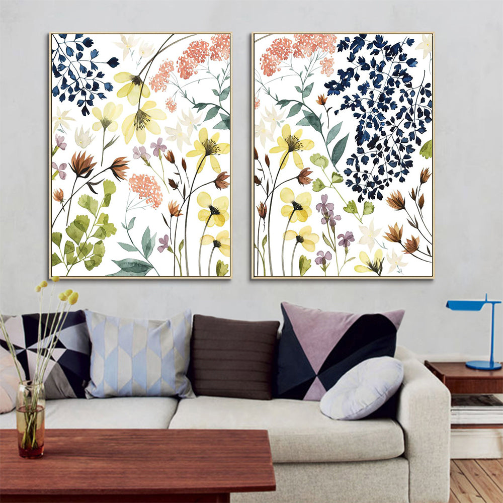 70cmx100cm Flower Composition 2 Sets Gold Frame Canvas Wall Art-Home & Garden > Wall Art-PEROZ Accessories