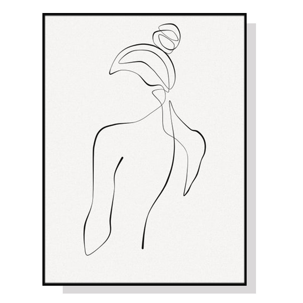 50cmx70cm Woman Back Line Art Black Frame Canvas Wall Art-Home & Garden > Wall Art-PEROZ Accessories