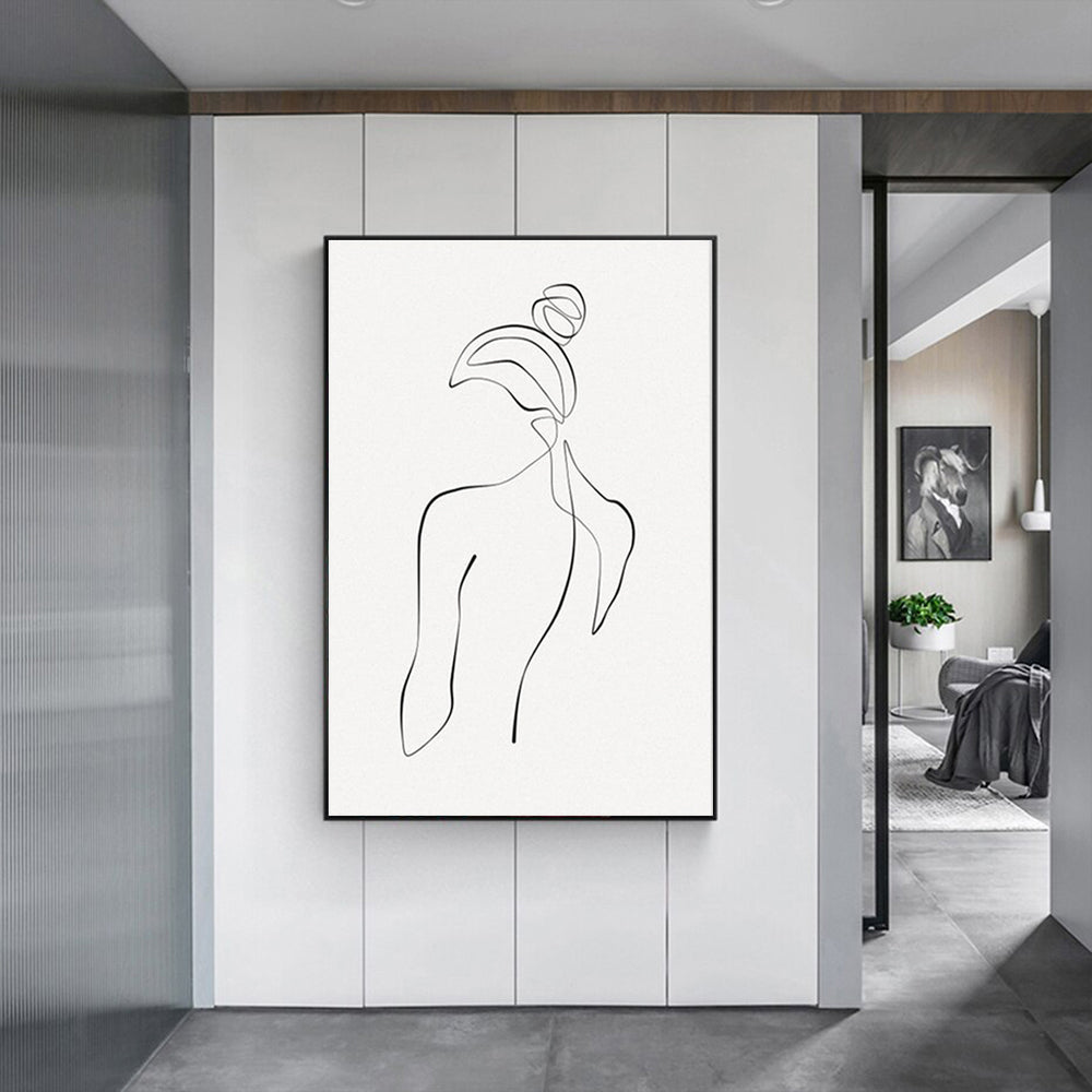 50cmx70cm Woman Back Line Art Black Frame Canvas Wall Art-Home & Garden > Wall Art-PEROZ Accessories