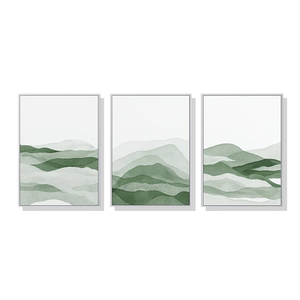 40cmx60cm Sage Green 3 Sets White Frame Canvas Wall Art-Home & Garden > Wall Art-PEROZ Accessories