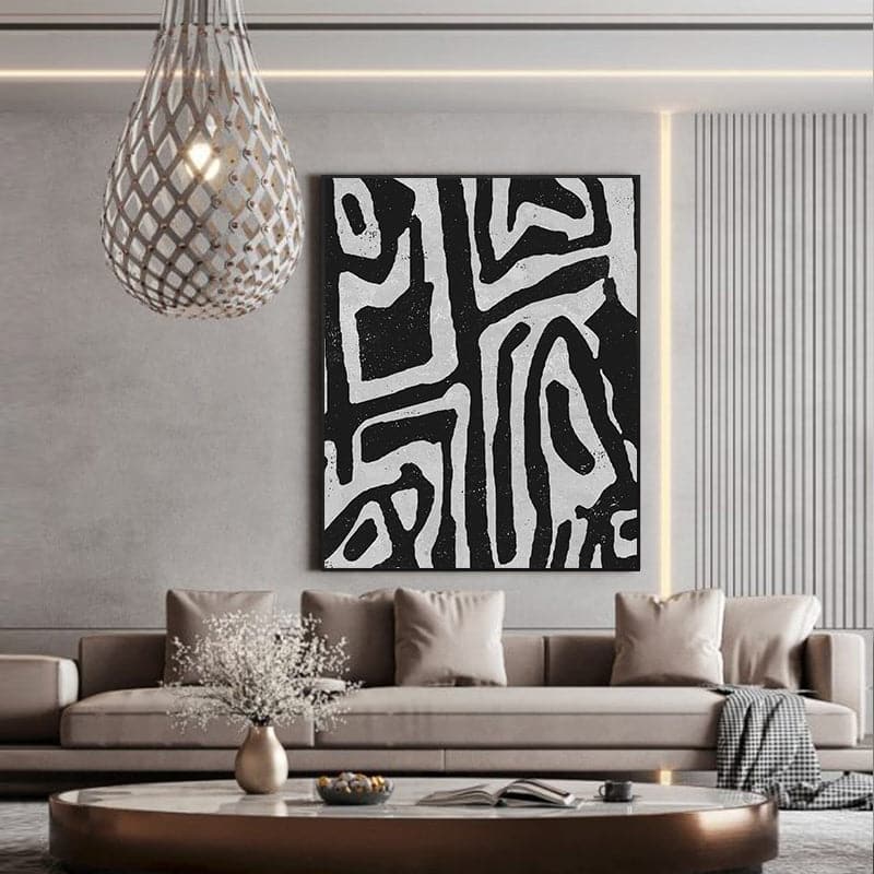 60cmx90cm Abstract Black Artwork Black Frame Canvas Wall Art-Home & Garden > Wall Art-PEROZ Accessories