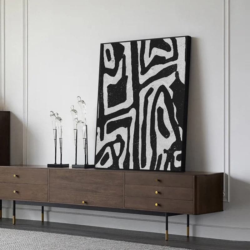 60cmx90cm Abstract Black Artwork Black Frame Canvas Wall Art-Home & Garden > Wall Art-PEROZ Accessories