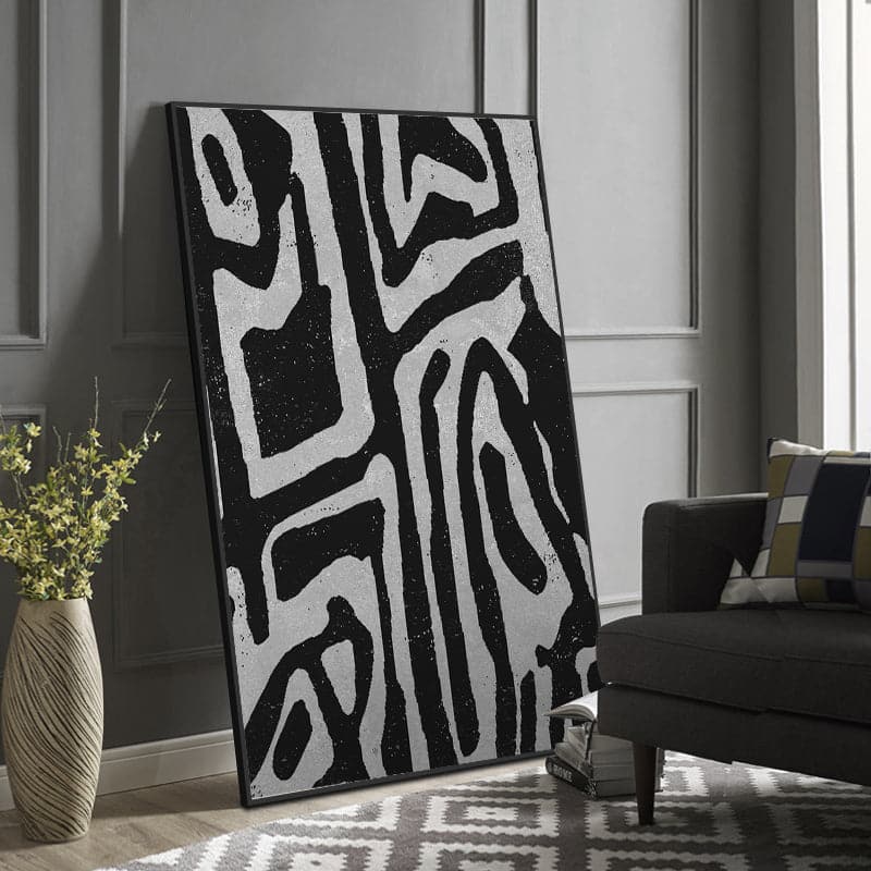 60cmx90cm Abstract Black Artwork Black Frame Canvas Wall Art-Home & Garden > Wall Art-PEROZ Accessories