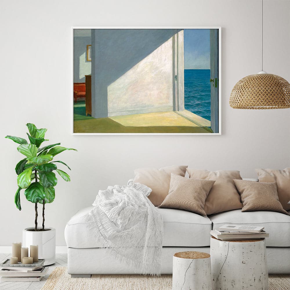 50cmx70cm Room By The Sea By Edward Hopper White Frame Canvas Wall Art-Home & Garden > Wall Art-PEROZ Accessories