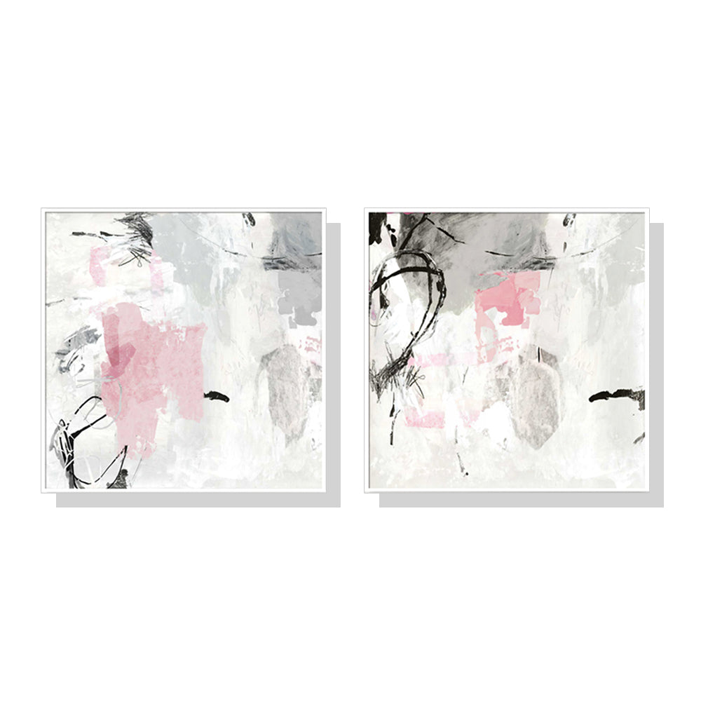 70cmx70cm Abstract Pink Grey 2 Sets White Frame Canvas Wall Art-Home & Garden > Wall Art-PEROZ Accessories