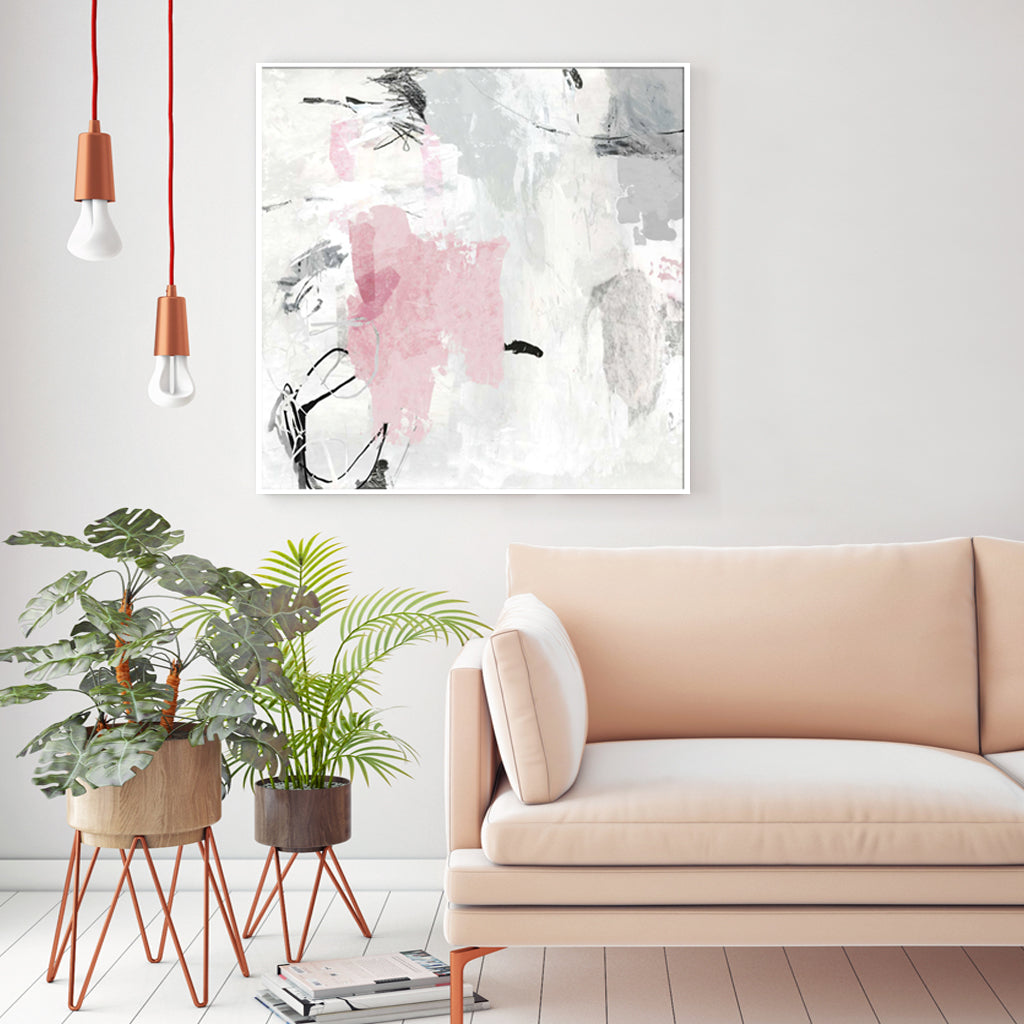 70cmx70cm Abstract Pink Grey 2 Sets White Frame Canvas Wall Art-Home & Garden > Wall Art-PEROZ Accessories