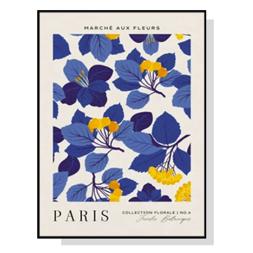 50cmx70cm Paris Flower Market Black Frame Canvas Wall Art-Home & Garden > Wall Art-PEROZ Accessories