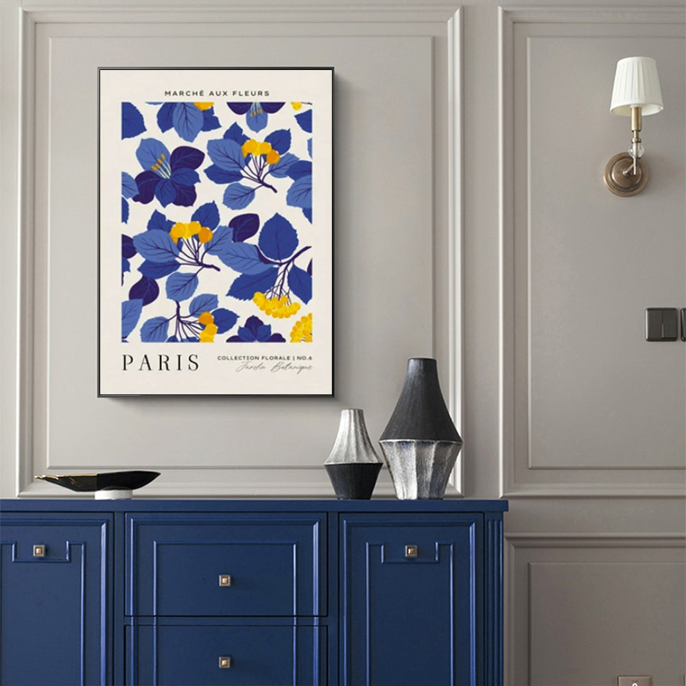 50cmx70cm Paris Flower Market Black Frame Canvas Wall Art-Home & Garden > Wall Art-PEROZ Accessories