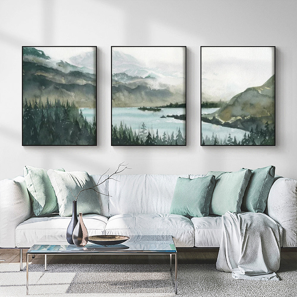 40cmx60cm Landscape 3 Sets Black Frame Canvas Wall Art-Home & Garden > Wall Art-PEROZ Accessories