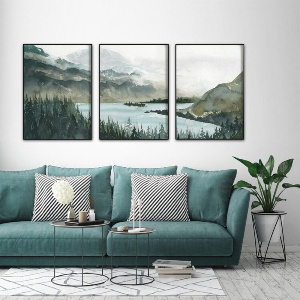 40cmx60cm Landscape 3 Sets Black Frame Canvas Wall Art-Home & Garden > Wall Art-PEROZ Accessories