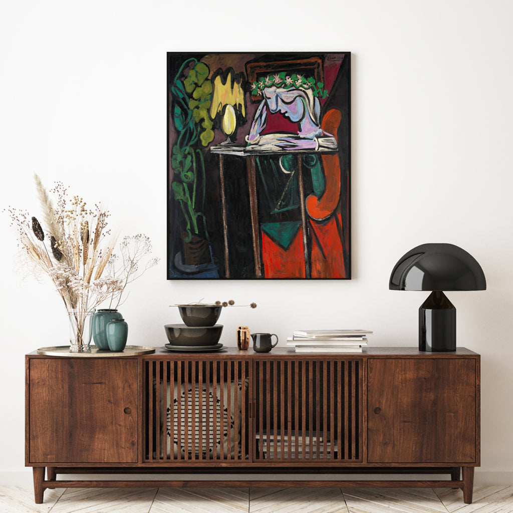 70cmx100cm Reading Girl by Pablo Picasso Black Frame Canvas Wall Art-Home & Garden > Wall Art-PEROZ Accessories