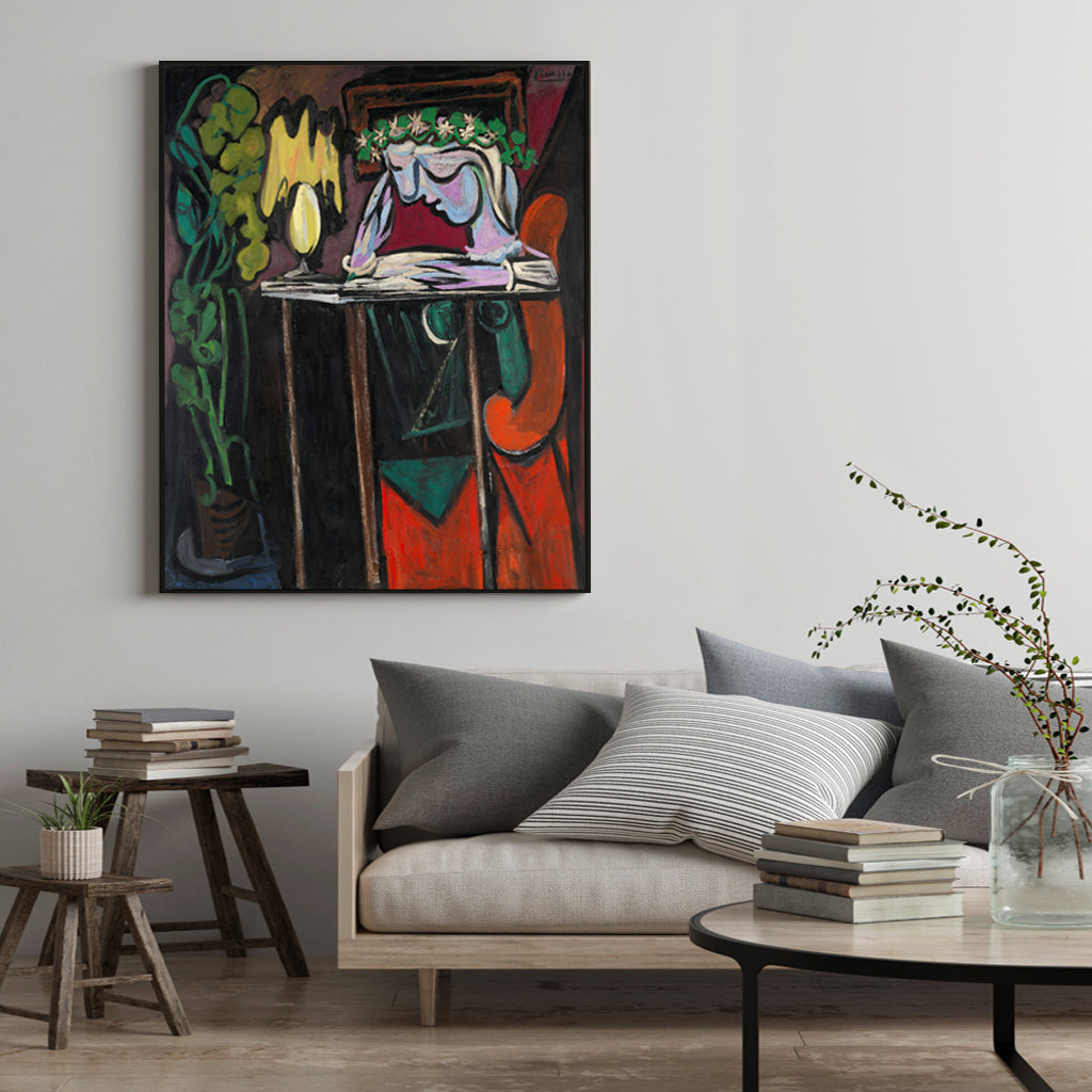 70cmx100cm Reading Girl by Pablo Picasso Black Frame Canvas Wall Art-Home & Garden > Wall Art-PEROZ Accessories