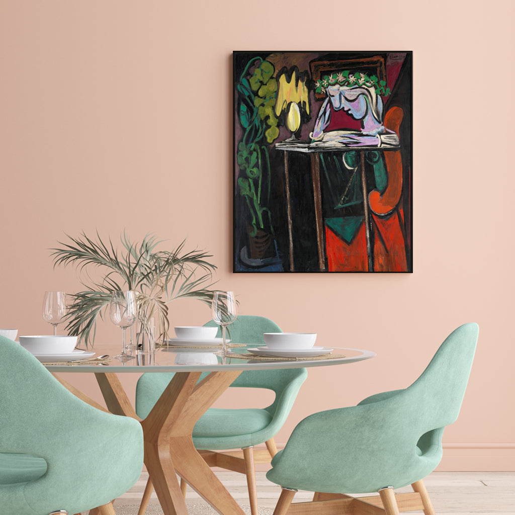 70cmx100cm Reading Girl by Pablo Picasso Black Frame Canvas Wall Art-Home & Garden > Wall Art-PEROZ Accessories