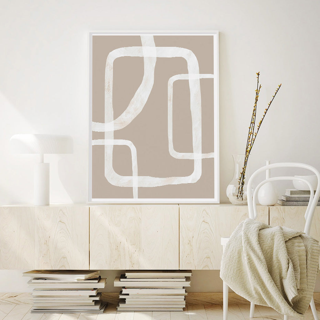 50cmx70cm Abstract White Lines 2 Sets White Frame Canvas Wall Art-Home & Garden > Wall Art-PEROZ Accessories