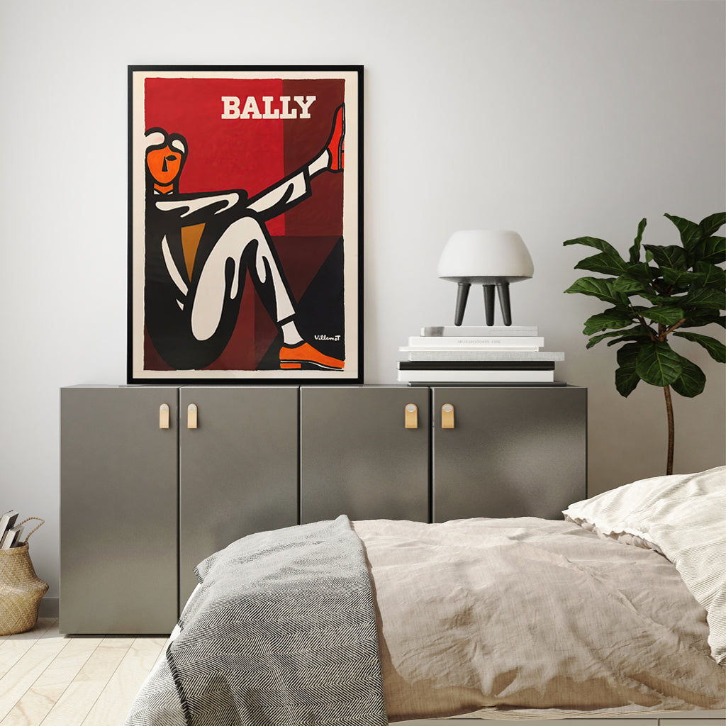 60cmx90cm Bally Man by Villemot Black Frame Canvas Wall Art-Home & Garden > Wall Art-PEROZ Accessories