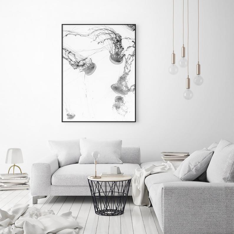60cmx90cm Jellyfish Black Frame Canvas Wall Art-Home & Garden > Wall Art-PEROZ Accessories