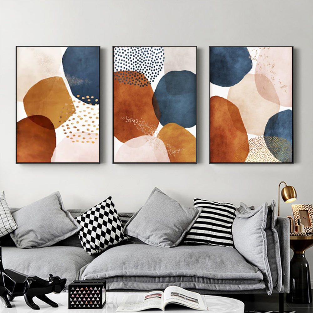 60cmx90cm Navy Pink Beige 3 Sets Black Frame Canvas Wall Art-Home & Garden > Wall Art-PEROZ Accessories