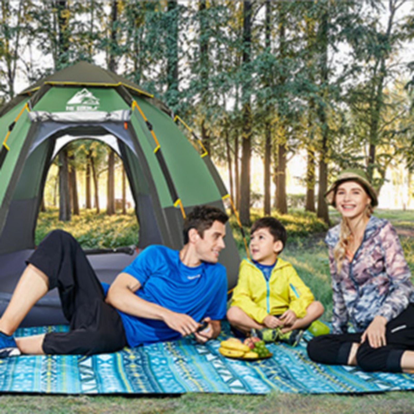 Waterproof Instant Camping Tent 4/5/6 Person Easy Quick Setup Dome Hexagonal Family Tents For Camping, Double Layer Flysheet Can Be Used As Beach Shelter-Outdoor > Camping-PEROZ Accessories