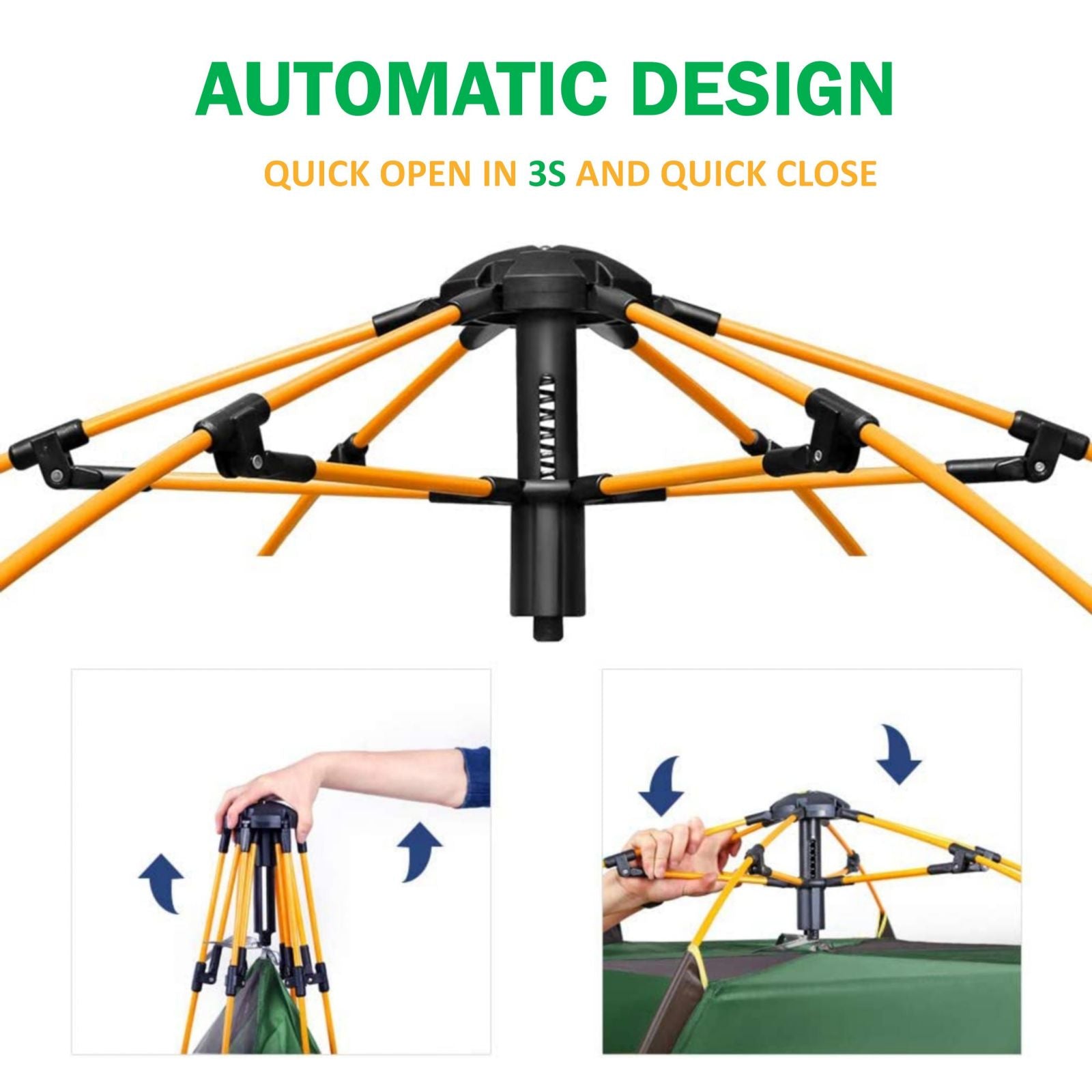 Waterproof Instant Camping Tent 4/5/6 Person Easy Quick Setup Dome Hexagonal Family Tents For Camping, Double Layer Flysheet Can Be Used As Beach Shelter-Outdoor > Camping-PEROZ Accessories