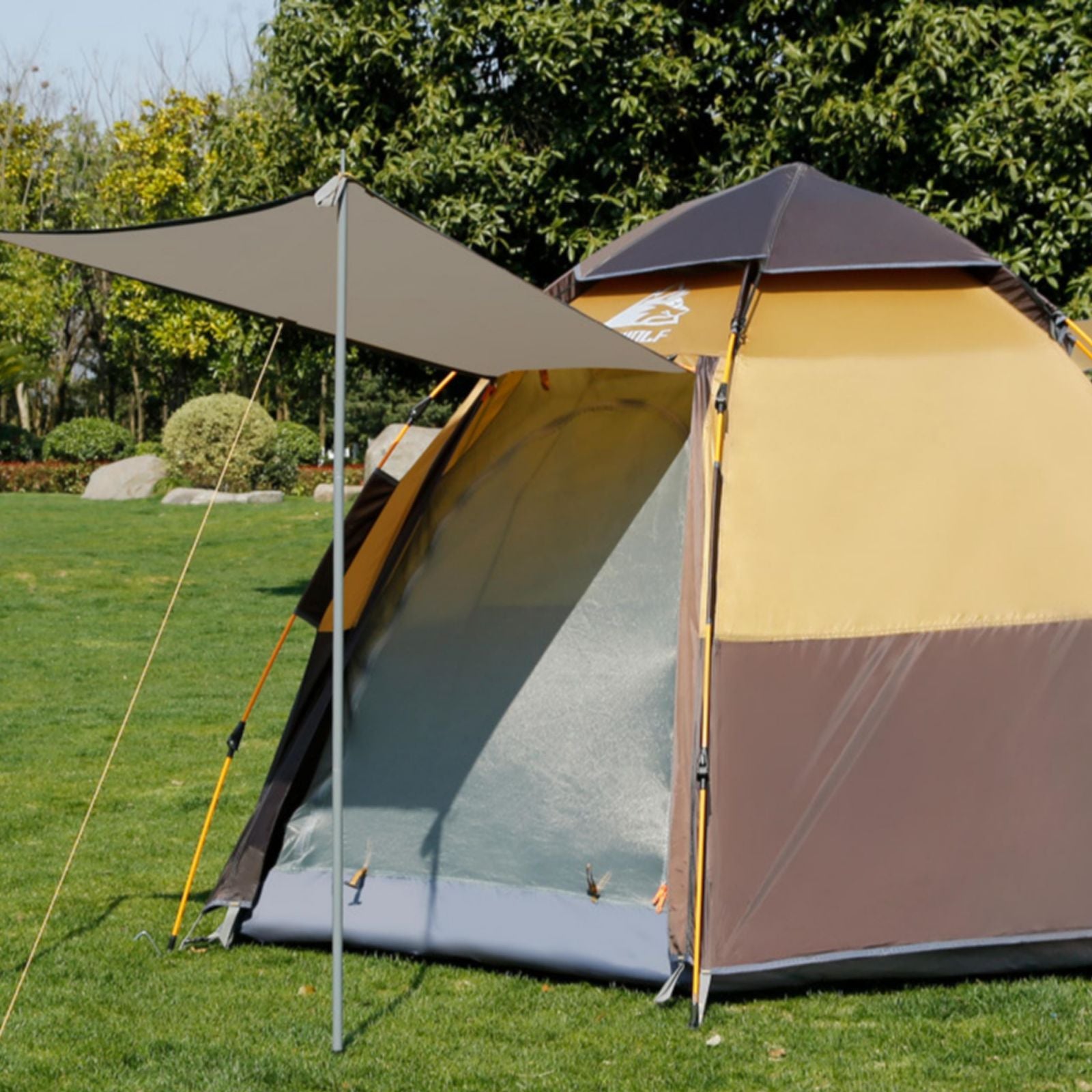 Waterproof Instant Camping Tent 4/5/6 Person Easy Quick Setup Dome Hexagonal Family Tents For Camping, Double Layer Flysheet Can Be Used As Beach Shelter-Outdoor > Camping-PEROZ Accessories