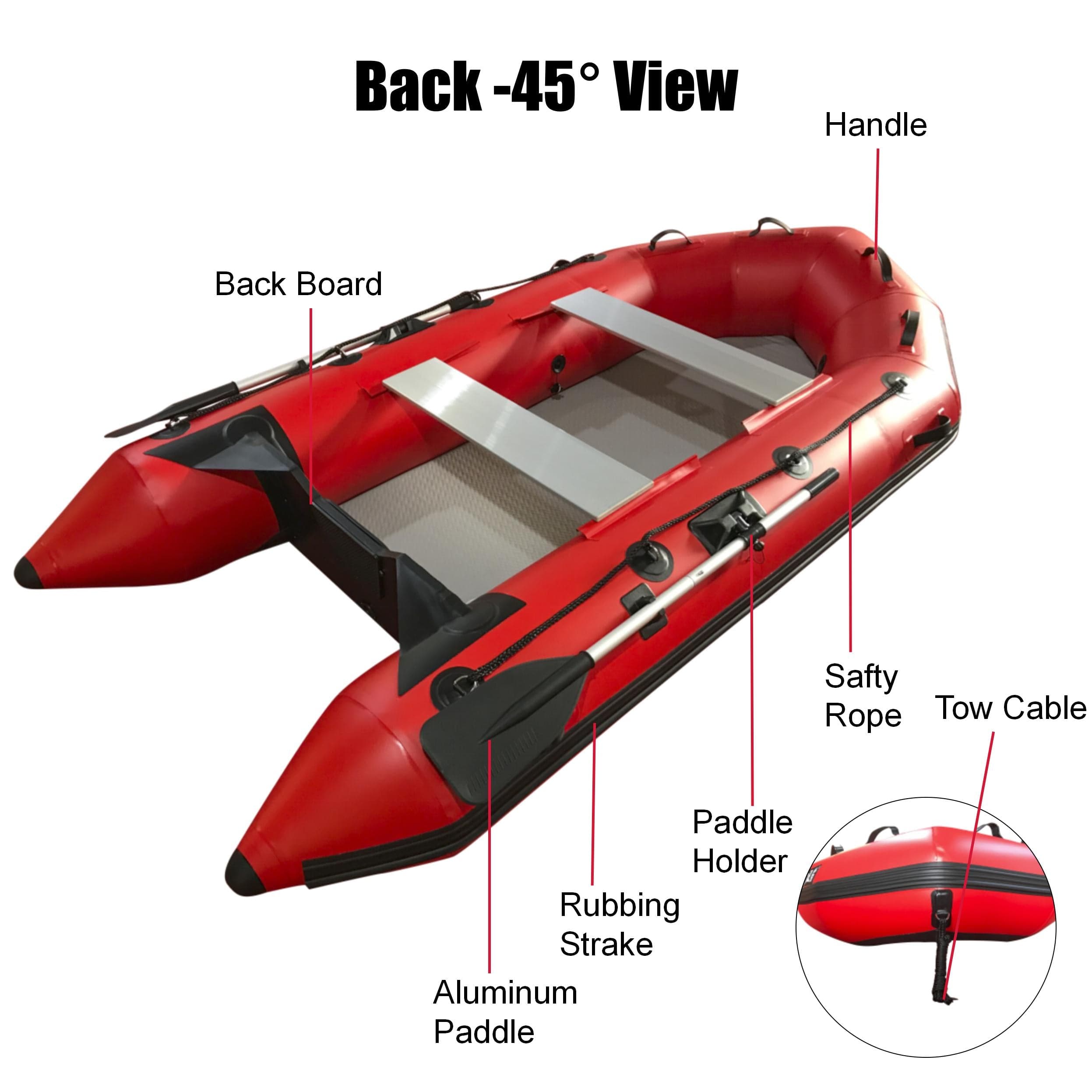 3m Inflatable Dinghy Boat Tender Pontoon Rescue- Red-Outdoor > Boating-PEROZ Accessories