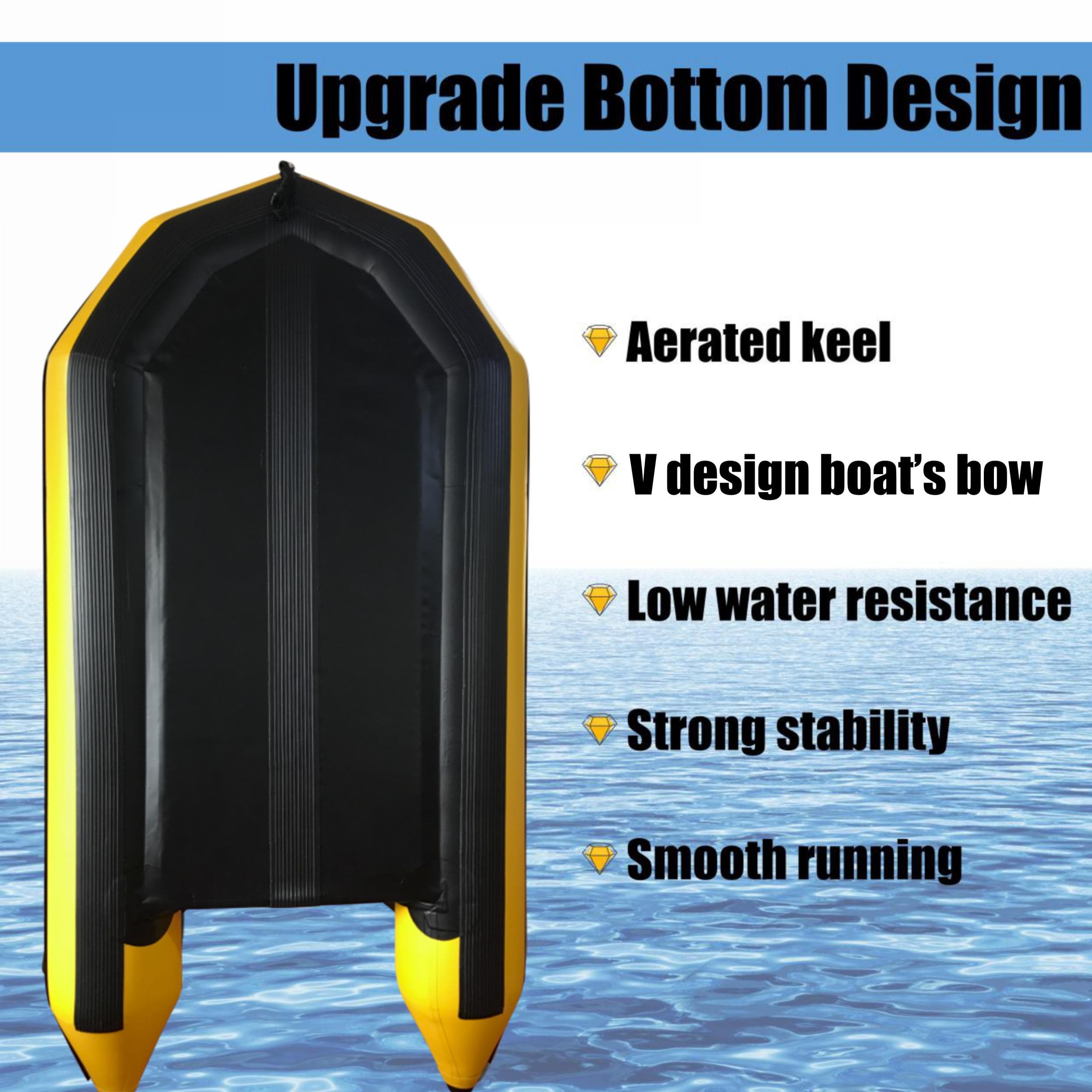 3m Inflatable Dinghy Boat Tender Pontoon Rescue- Yellow-Outdoor > Boating-PEROZ Accessories