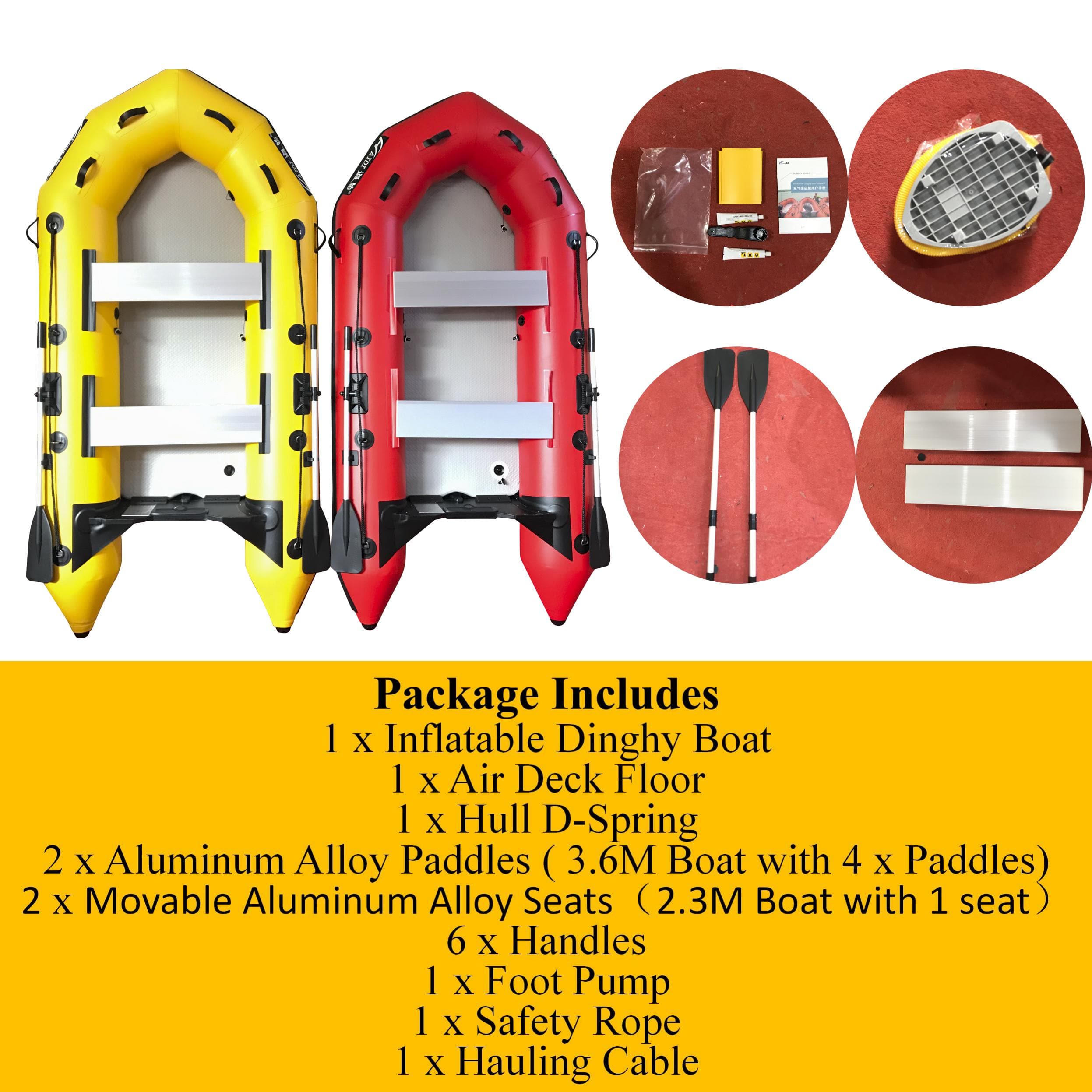 3m Inflatable Dinghy Boat Tender Pontoon Rescue- Yellow-Outdoor > Boating-PEROZ Accessories