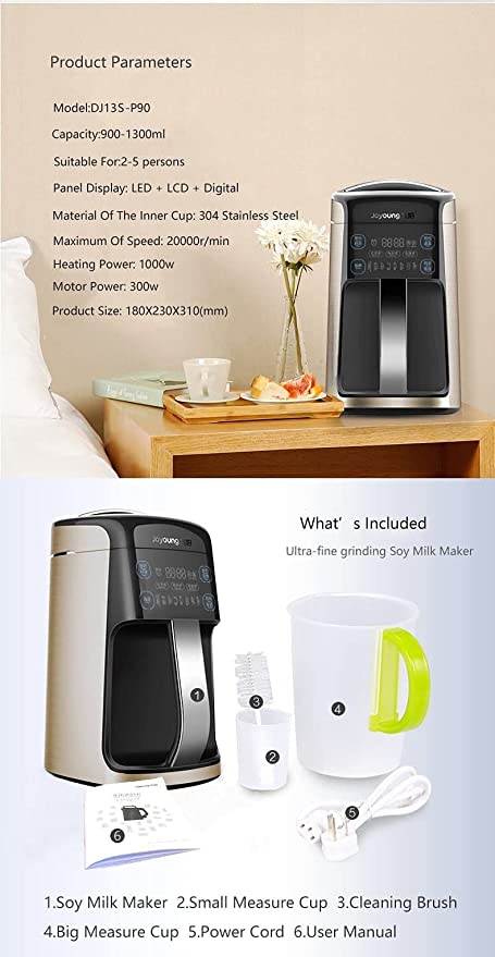 Joyoung Soy Milk Maker Superfine Grinding Automatic Touch Screen DJ13S-P90-Appliances > Kitchen Appliances-PEROZ Accessories
