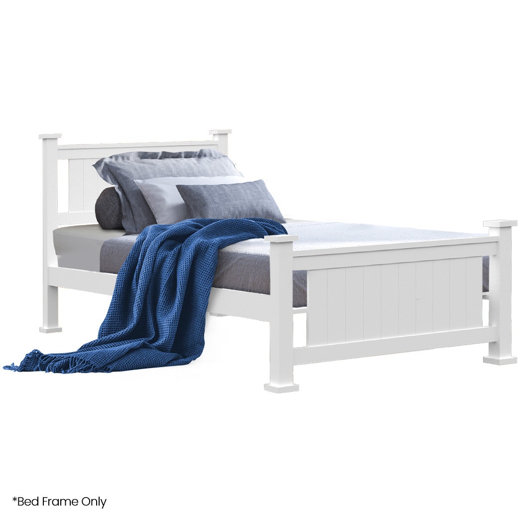KINGSTON SLUMBER King Single Wooden Timber Bed Frame, White-Furniture > Bedroom-PEROZ Accessories